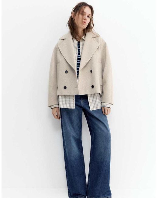 Pull&Bear Natural Soft Short Felt Texture Coat
