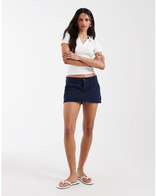 Hollister Blue Low Rise Twill Mini Skirt