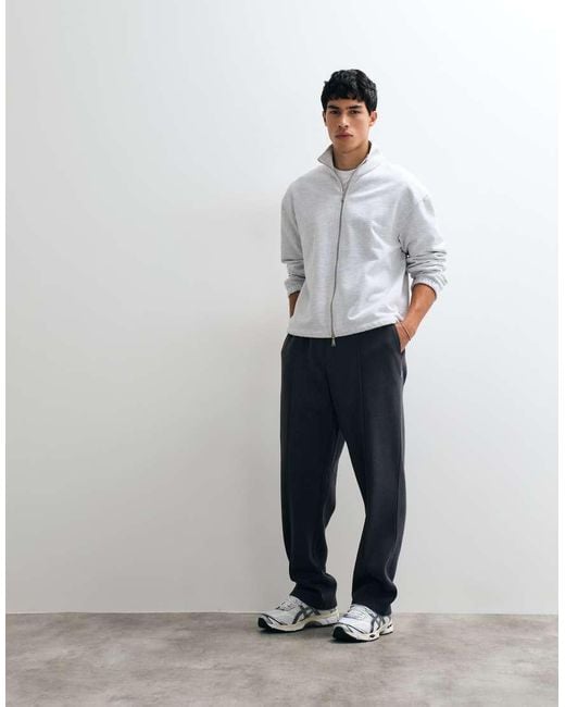 Jack & Jones Gray Wide Leg joggers With Pintuck for men
