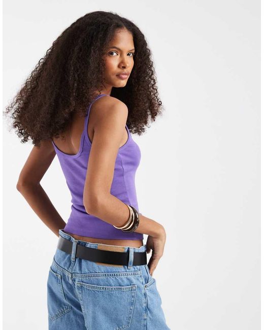 ASOS Blue Scoop Neck Cami With Elastic Straps