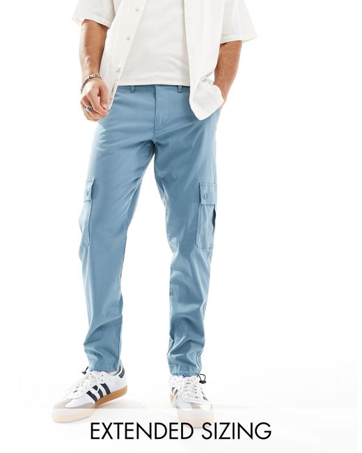 ASOS Blue Tapered Cargo Trouser for men