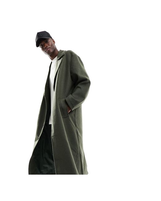 ASOS Green Oversized Wool Mix Coat for men