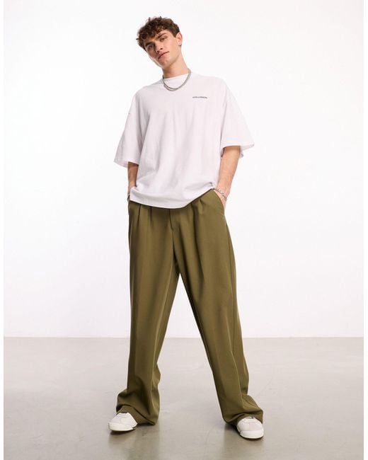 Collusion White Relaxed Wide Leg Tailored Pants for men