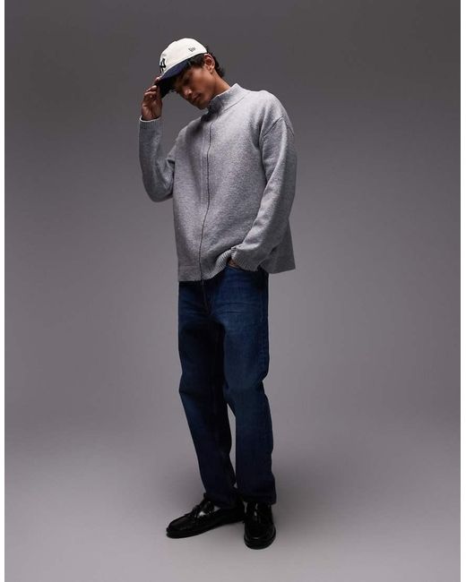Cárdigan Con Cuello Alzado Y Cremallera Doble De Topman de hombre de color Gray
