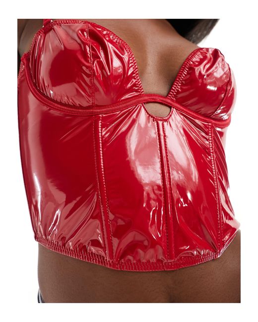 Bette - corset bustier en vinyle à armature ASOS en coloris Red