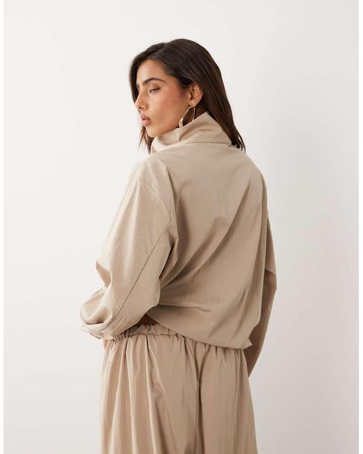 ASOS Natural Techy Funnel Neck Balloon Jacket Co Ord