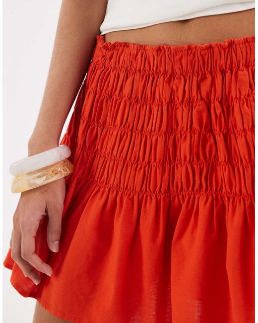 Vero Moda Red Smock Waist Mini Skirt