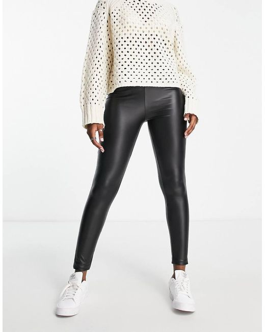 River Island Black High Waist Matt Coated Legging