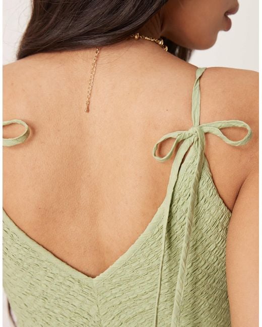 ASOS Green V Neck Poly Crinkle Dropped Waist Jumpsuit