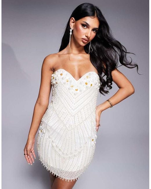 slim fit dress slacks Hypnotized Pearl & Crystal Bustier Mini Dress  Morphine Fashion