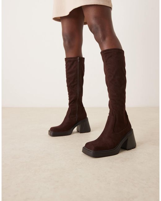 ASOS Natural Charly Heeled Knee Boots