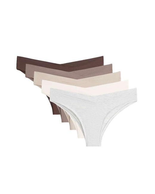 Oysho White 5 Modal Blend V-cut Brazilian Briefs