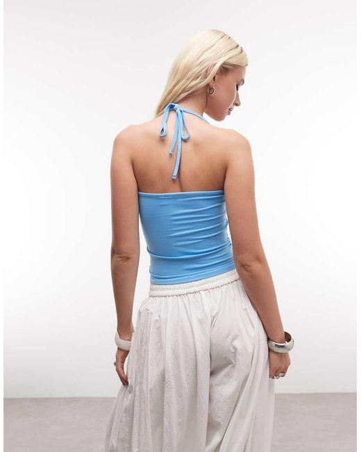 Collusion Blue Skinny Strap Halter Neck