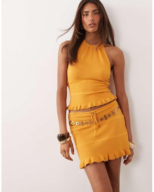 Gina Tricot Orange Co-ord Knitted Mini Frill Skirt