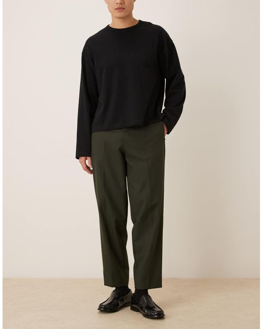 Pantalon habillé coupe fuselée oversize à chevrons ASOS pour homme en coloris Black