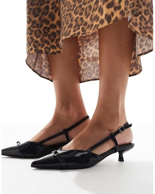 Schuh White Sybill Kitten Heel Slingback Shoes