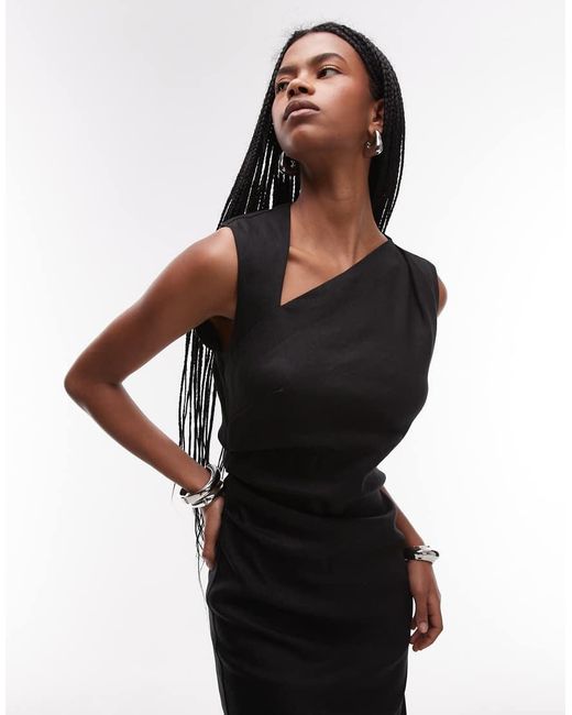 Mango White Cut Out Shoulder Midi Dress