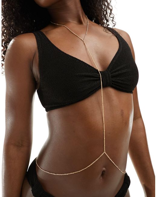 ASOS Black Body Chain Harness With Dot Dash Design