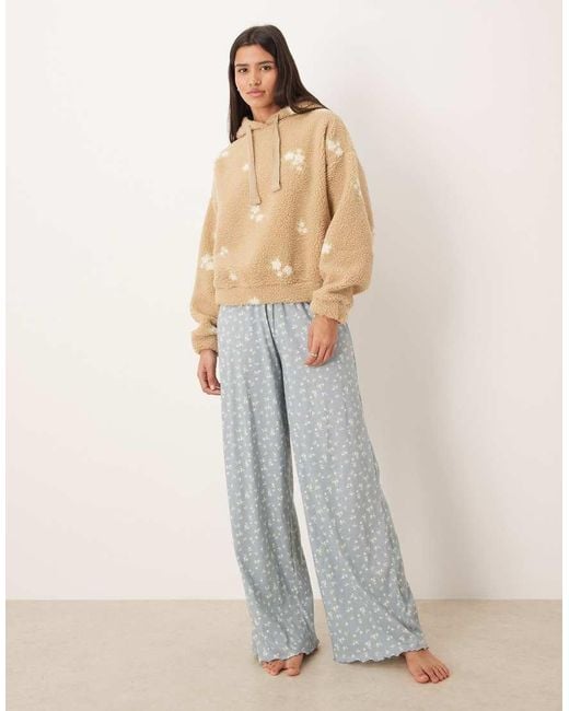 ASOS Natural Lounge Faux Shearling Oversized Hoodie