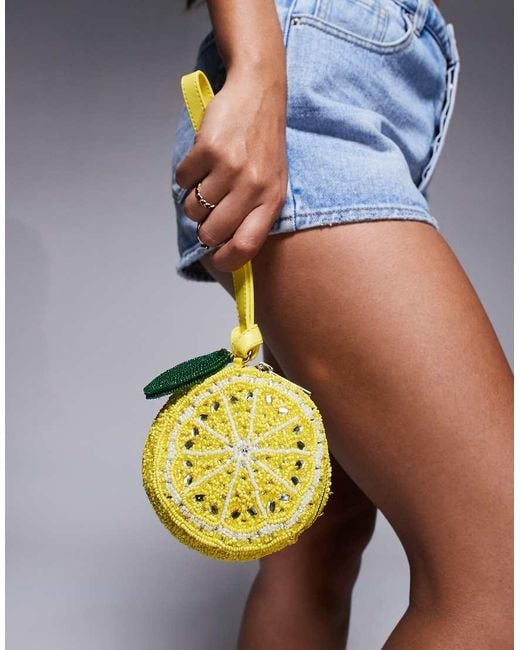 River Island Blue Beaded Lemon Bag