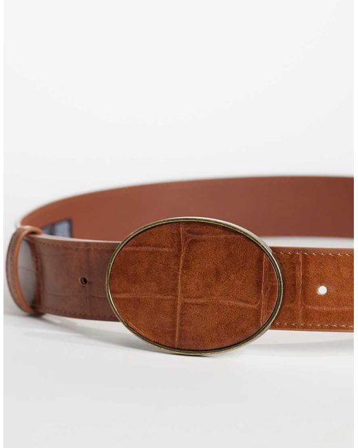 ASOS Brown Waist And Hip Jeans Belt With Covered Oval Buckle