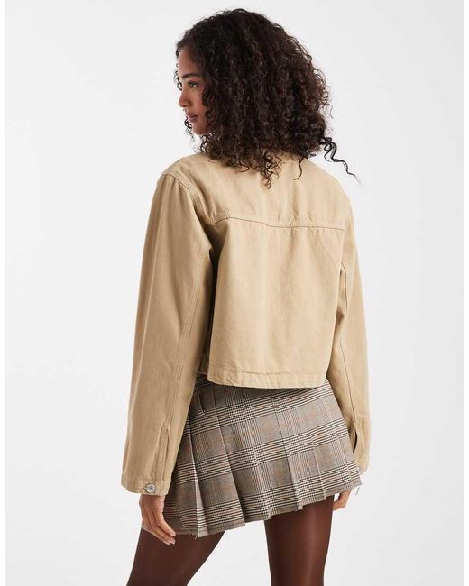 ASOS Brown Crop Denim Barn Jacket