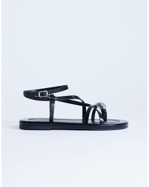 TOPSHOP Blue Sabrina Metal Toe Flat Sandal
