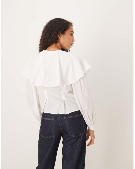 Ghospell Blouse Met Cape-Mouwen in het White