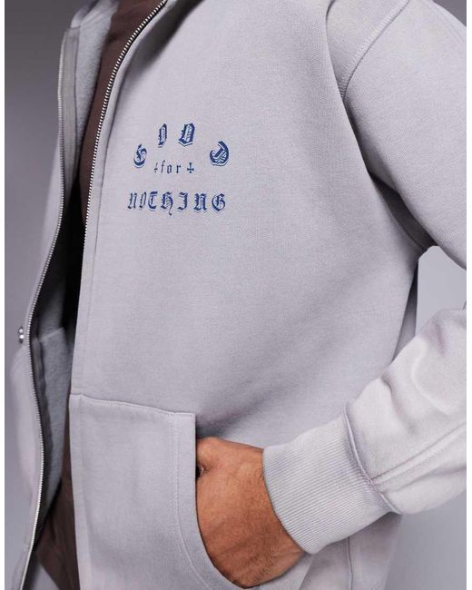 Felpa Con Cappuccio Grigia Con Stampa Sul Retro di Good For Nothing in Purple da Uomo