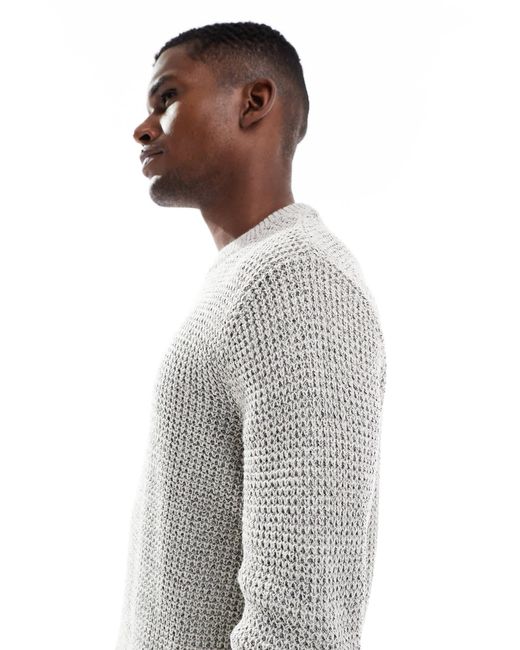 Jack & Jones – strickpullover mit waffelstruktur aus garn in Gray für Herren