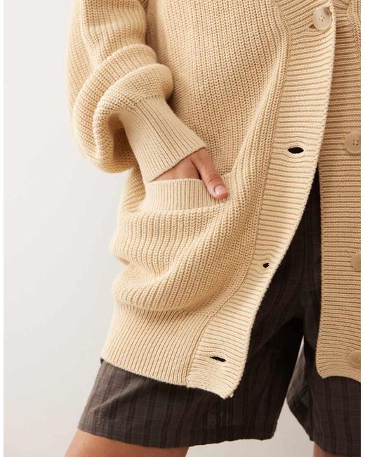 Monki Natural Oversized Longline Cardigan