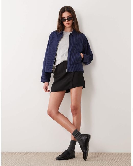 ASOS Blue Top Collar Zip Through Jacket
