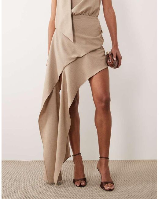 ASOS Natural Asos X The Sourced Collection Asymmetric Mini Skirt