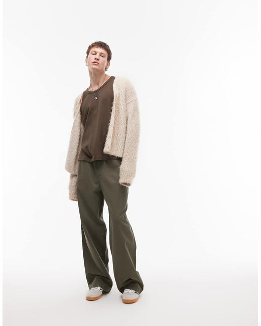 Topman Green Baggy Fit Chino Twill Trouser for men