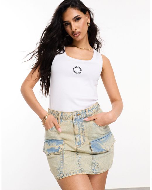 Asos design - weekend collective - mini-jupe fonctionnelle en jean délavé ASOS en coloris White
