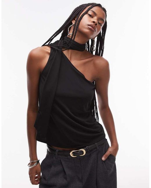 Mango Black Wrap Neck Top