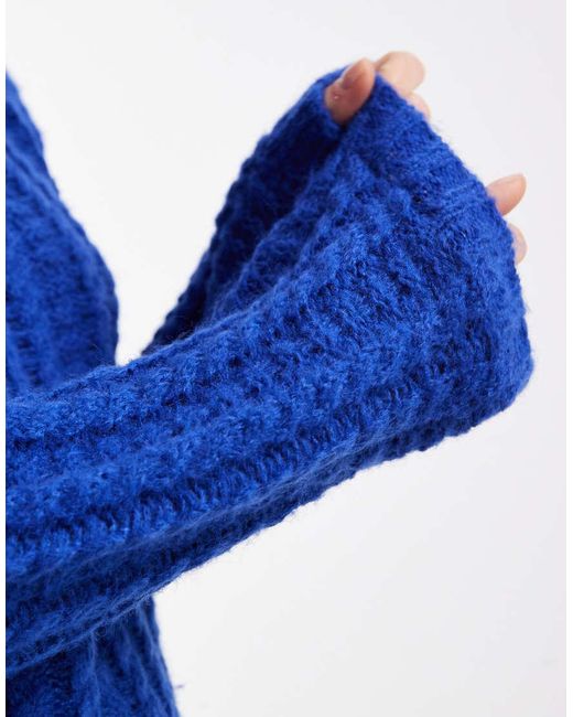 Pieces Blue Textured Knit Jumper