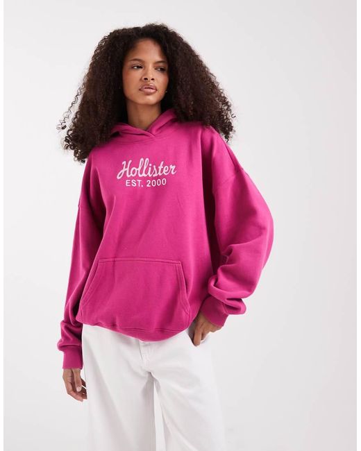 Hollister Pink 2000 Trend Logo Hoodie