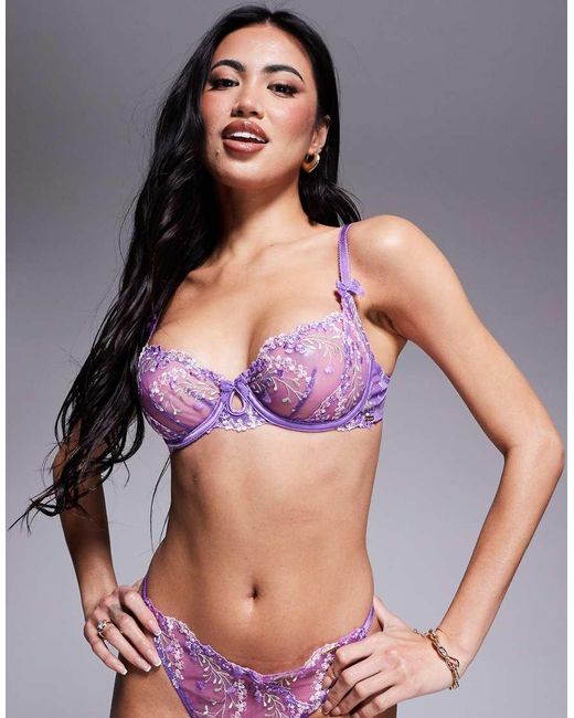 Boux Avenue Purple Floral Balconette Bra