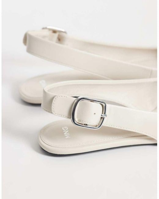 Mango White Flat Slingback Shoe