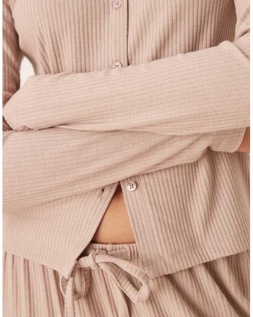 ASOS Natural Lounge Mix & Match Ribbed Cardigan