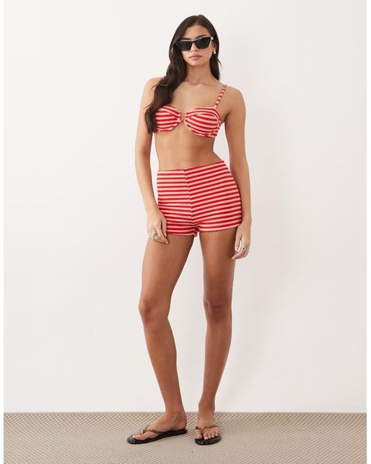 Aria Cove Red Towelling Mini Shorts Co-ord