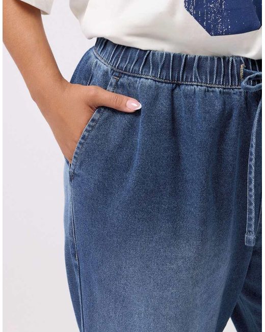 Yours Clothing Blue Drawstring Wide Leg Jeans