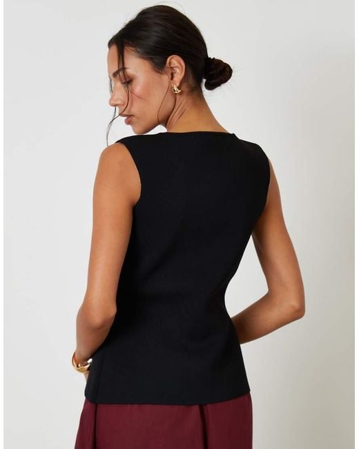 Threadbare Black Ribbed Knitted Waistcoat