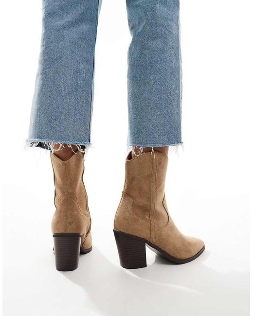 ASOS White Rational Heeled Western Boots
