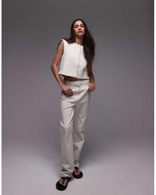 Gilet Sartoriale Con Scollo Rotondo di Mango in Gray