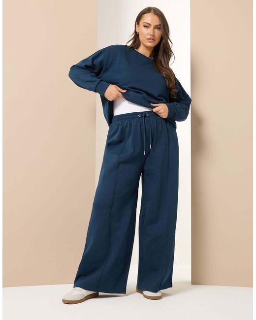 Yours Clothing Blue Wide Leg Joggers
