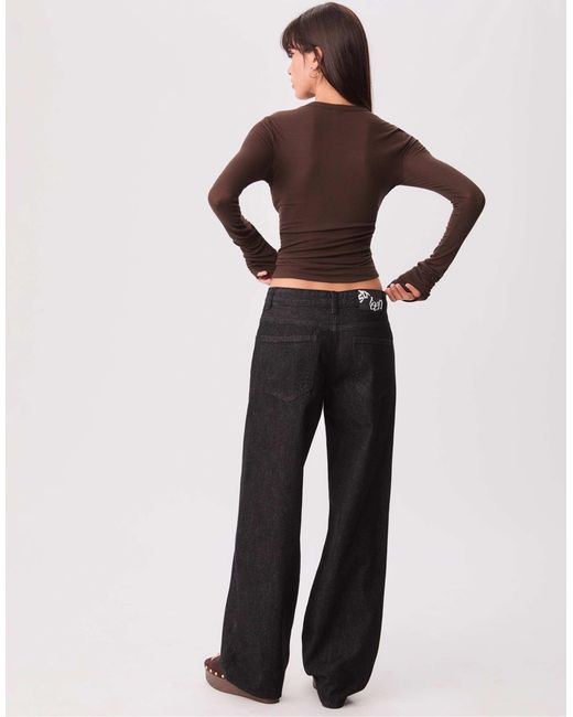 Stradivarius White – locker geschnittene baggy-jeans aus schwarzem denim