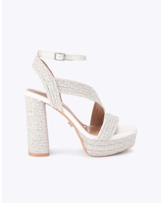 Carvela Kurt Geiger White Gala Platform Jewel Heeled Sandals