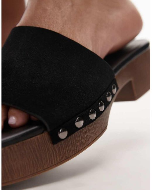 TOPSHOP Black Hamilton Suede Clog With Studs